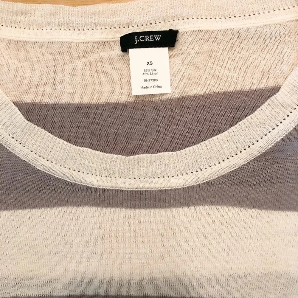 J. Crew Swingtime Striped Silk/Linen Pullover